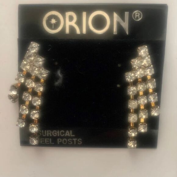 9 Orion DROPS AUSTRIAN CRYSTAL RHINESTONE SILVER CHANDELIER DANGLE EARRINGS - Picture 7 of 10